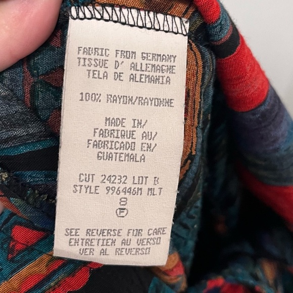 VINTAGE Carole Little Multicolor Tiered Abstract Ethnic Maxi Dress Size 8/small - Picture 8 of 11